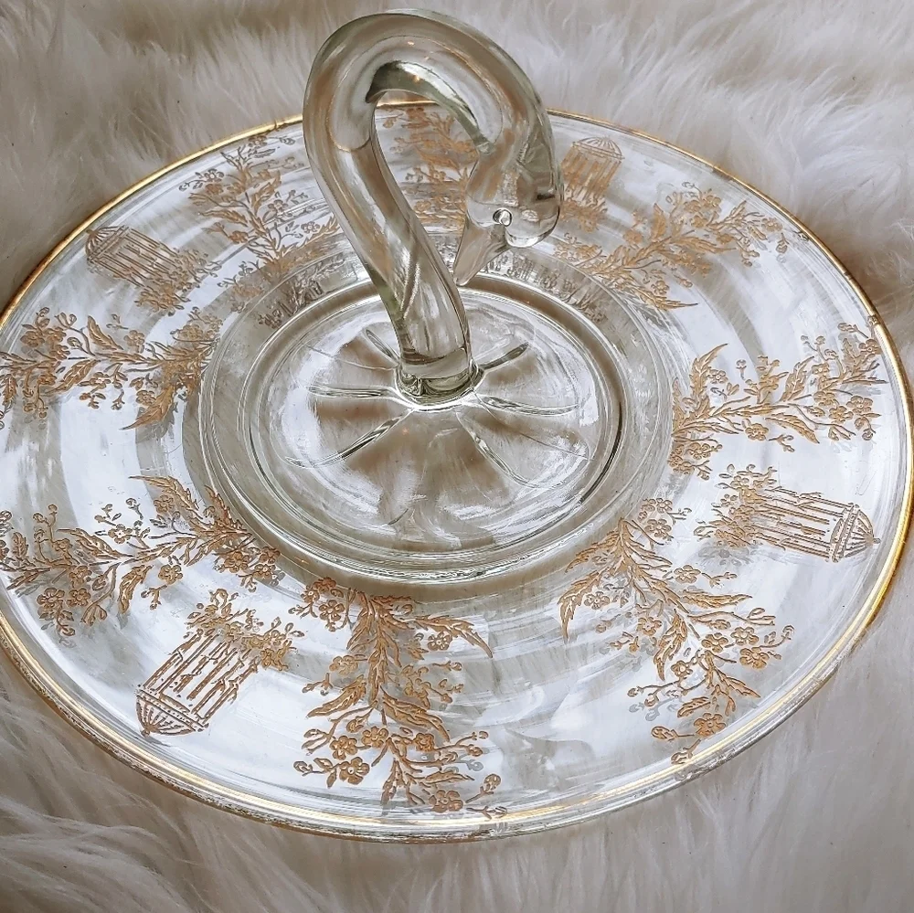 Vintage Serving Plate Swan Handle